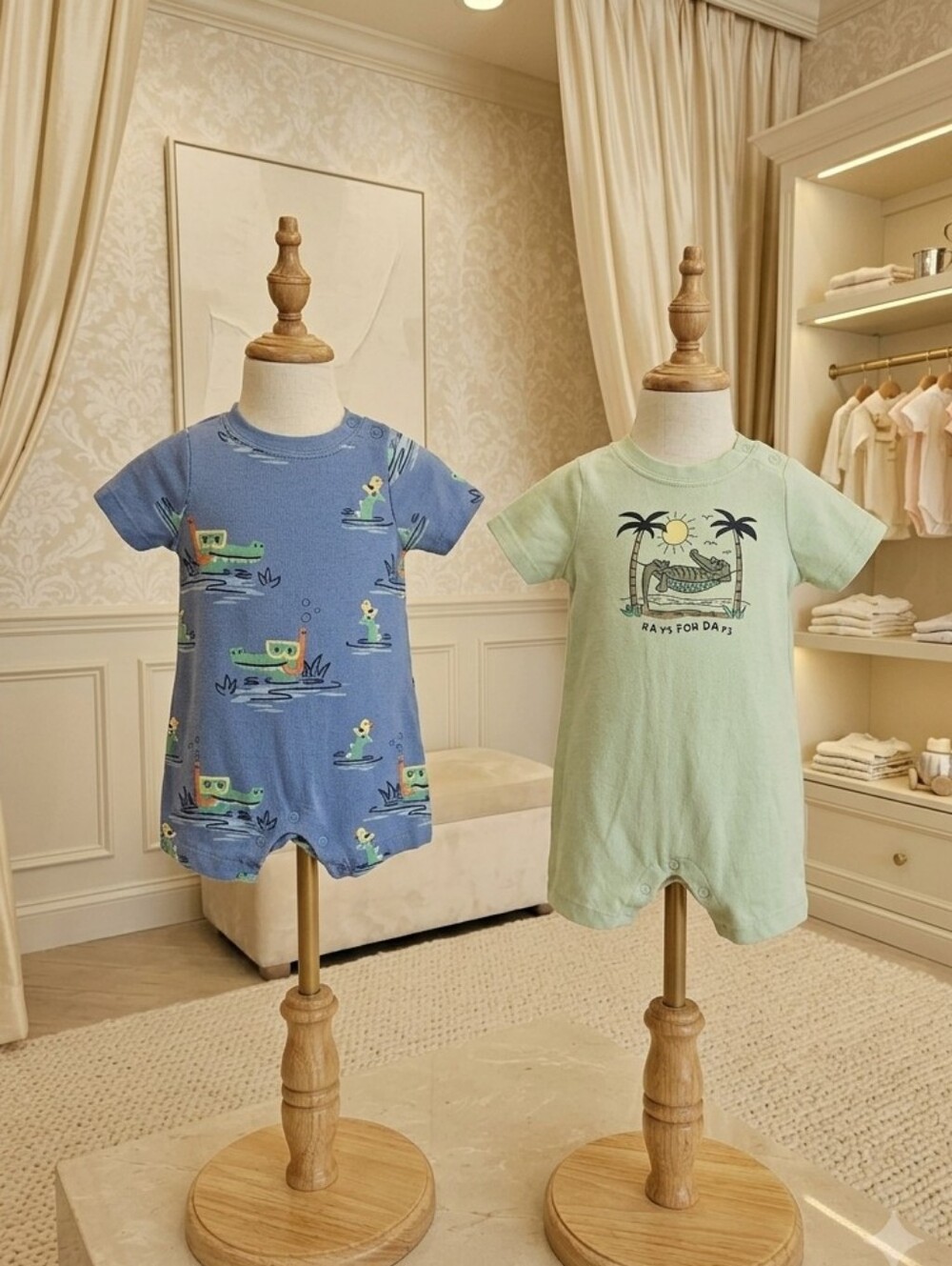 Garanimals Alligator Romper Bundle 3–6M 🐊 Preloved 2-Pack